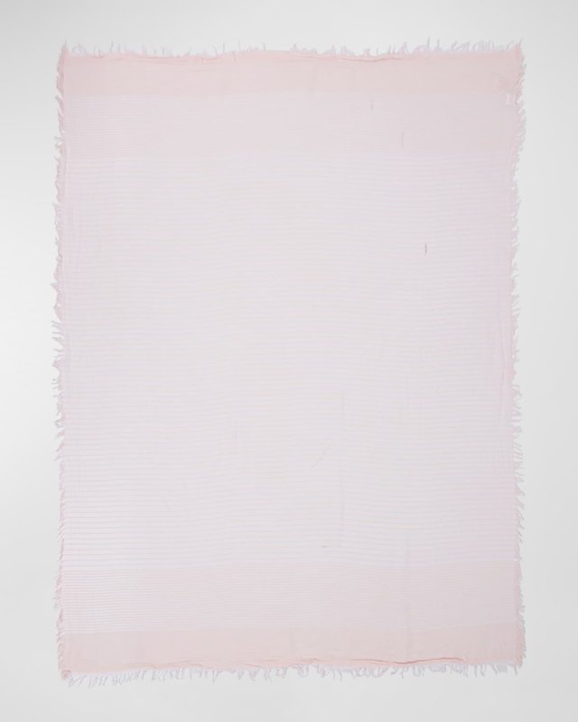 Fringe-Trim Textured Striped Scarf
